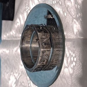 Vintage Sterling Silver Etched 10 Sided Siam 7" Bracelet 37.8 g Siam Silver